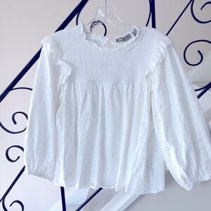White ASOS Eyelet Women's Top puffy sleeve